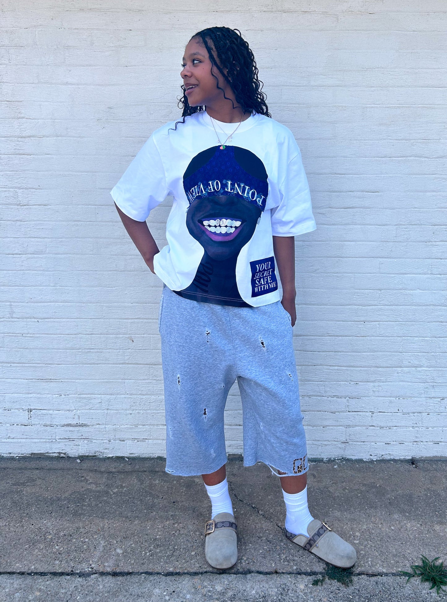 Navy Blue/White Secret Safe Tee